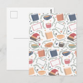 Bücher, Kerzen und Tee Postkarte (Vorne/Hinten)