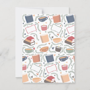 Bücher, Kerzen und Tee Postkarte