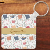 Bücher, Kerzen und Tee Schlüsselanhänger (Rückseite)