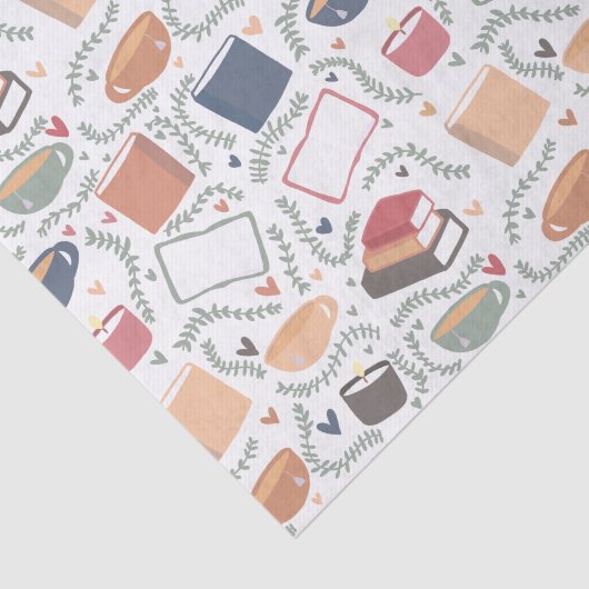 Bücher, Kerzen und Tee Seidenpapier (Ausschnitt)