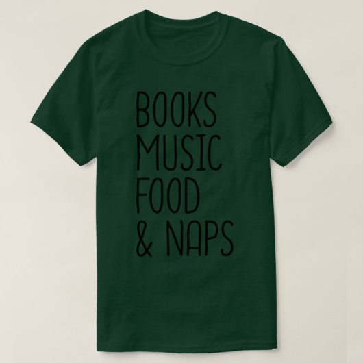 Bücher - Lebensmittel und Nickerchen 2 T-Shirt (Design vorne)