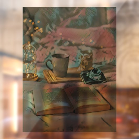 Bücher lesen, Kaffee trinken Fensteraufkleber (Blatt 2)