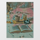 Bücher lesen, Kaffee trinken Fensteraufkleber (Blatt)