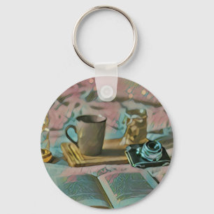 Bücher lesen, Kaffee trinken Schlüsselanhänger