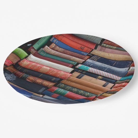 Bücher lesen Liebe Alte Bücher Pappteller (Schrägansicht)