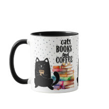 Bücher lesen Niedlicher Black Cat-Kaffee
