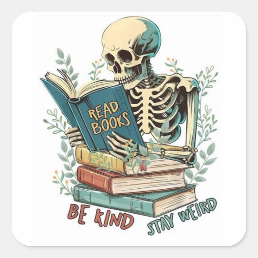 Bücher lesen quadratischer aufkleber (Vorderseite)