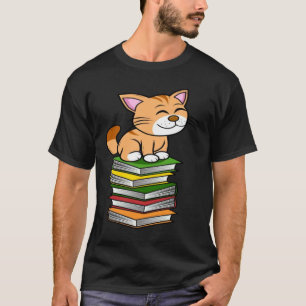Bücher lesende Katze Katzen mit einem Bücherstape T-Shirt