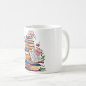 Bücher mit blühenden Blume Kaffeetasse (VorderseiteRechts)