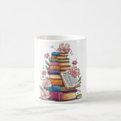 Bücher mit blühenden Blume Kaffeetasse (Mittel)