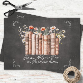 Bücher mit Blume und Zitat auf Black Decoupage Geschenkpapier Set