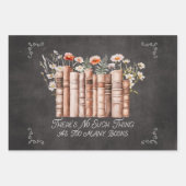 Bücher mit Blume und Zitat auf Black Decoupage Geschenkpapier Set (Vorderseite 2)