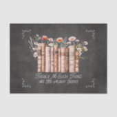 Bücher mit Blume und Zitat auf Black Decoupage Seidenpapier (Vorderseite)