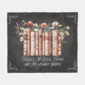 Bücher mit Blume und Zitat aus schwarzem Halbbrett Fleecedecke (Vorderseite (Horizontal))