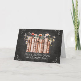 Bücher mit Blume und Zitat aus schwarzem Halbbrett Karte