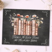 Bücher mit Blume und Zitat aus schwarzem Halbbrett Postkarte