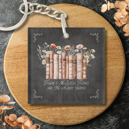 Bücher mit Blume und Zitat aus schwarzem Halbbrett Schlüsselanhänger