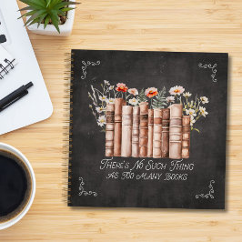 Bücher mit Blume und Zitat zum Black Notebook