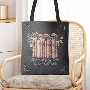 Bücher mit Blumen und Zitat auf schwarzem Notizbuc Tasche