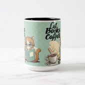Bücher mit Niedlicher Katze lesen: Cosy Book Lover Zweifarbige Tasse (Mittel)