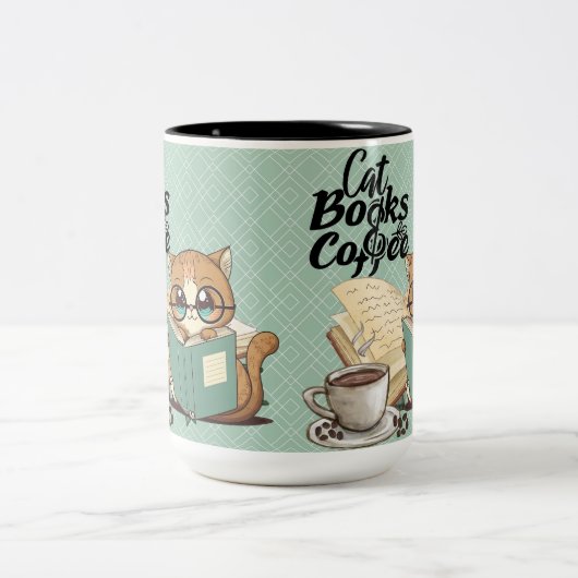 Bücher mit Niedlicher Katze lesen: Cosy Book Lover Zweifarbige Tasse (Mittel)