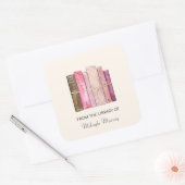 Bücher mit Personalisiertem Buchzeichen aus Wein Quadratischer Aufkleber (Umschlag)