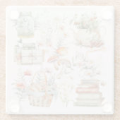 Bücher Mushroom Floral Whimsical Cottage Art Glasuntersetzer (Rückseite)