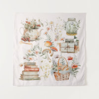 Bücher Mushroom Floral Whimsical Cottage Art