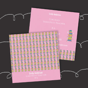 Bücher Muster Rosa Nachhilfe Quadratische Visitenk Visitenkarte