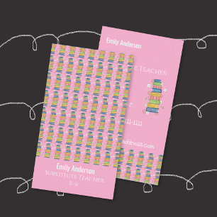 Bücher Muster Tutor Pink Vertikale Visitenkarte Telefonnummerkarte
