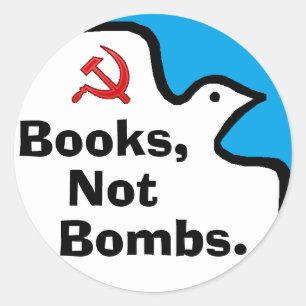 "Bücher, nicht Bomben." Aufkleber