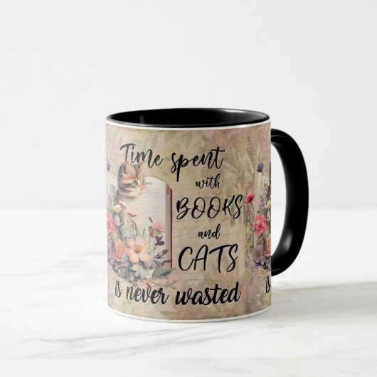 Bücher Niedlicher Katzen lesen Tasse (VorderseiteRechts)