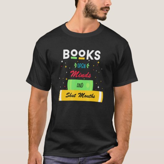 Bücher öffnen Denker und schließen Mund T-Shirt (Vorderseite)