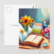 Bücher, Postkarte für Postübergänge