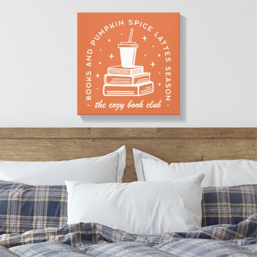 Bücher & Pumpkin Gewürzsaison Leinwanddruck (Insitu (Schlafzimmer))