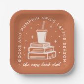 Bücher & Pumpkin Gewürzsaison Pappteller (Vorderseite)