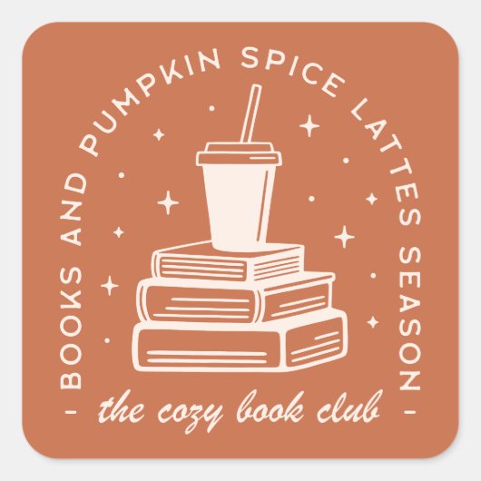 Bücher & Pumpkin Gewürzsaison Quadratischer Aufkleber (Vorderseite)