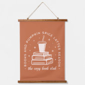 Bücher & Pumpkin Gewürzsaison Wandteppich Mit Holzrahmen (Vorderseite)