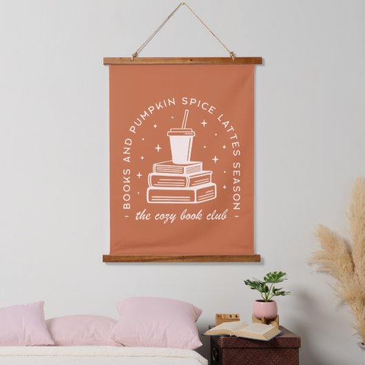 Bücher & Pumpkin Gewürzsaison Wandteppich Mit Holzrahmen (Schlafzimmer)