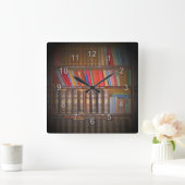 Bücher Quadratische Wanduhr (Zuhause)