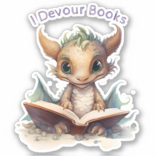 *~* Bücher Reading Baby Dragon - I DEVOUR AP88 Aufkleber