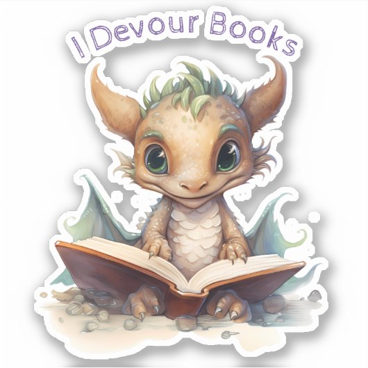*~* Bücher Reading Baby Dragon - I DEVOUR AP88 Aufkleber (Vorderseite)