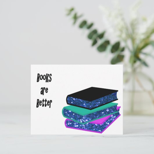 Bücher sind besser postkarte (Stehend Vorderseite)