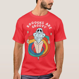 Bücher sind Groovy Funny Halloween Buch Lover Ghos T-Shirt