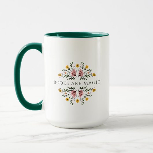 Bücher sind Magie-Aufkleber Tasse (Links)