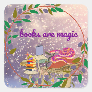 Bücher sind magisch quadratischer aufkleber