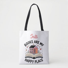 Bücher sind meine glückliche Stelle Personalisiert Tasche