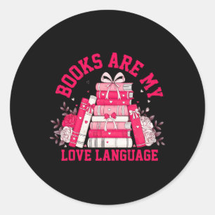 Bücher sind meine Liebessprache - Valentinstag Büc Runder Aufkleber