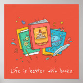 Bücher Slogan Klasse oder Bibliothek Kinderzimmer Poster (Vorne)