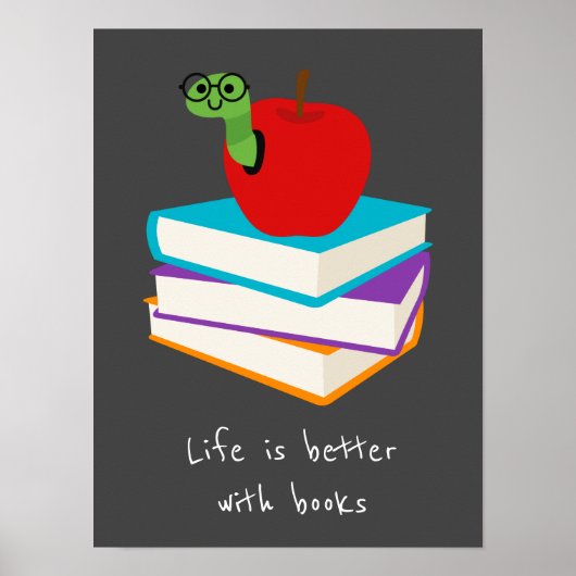 Bücher Slogan Klasse oder Bibliothek Kinderzimmer Poster (Vorne)